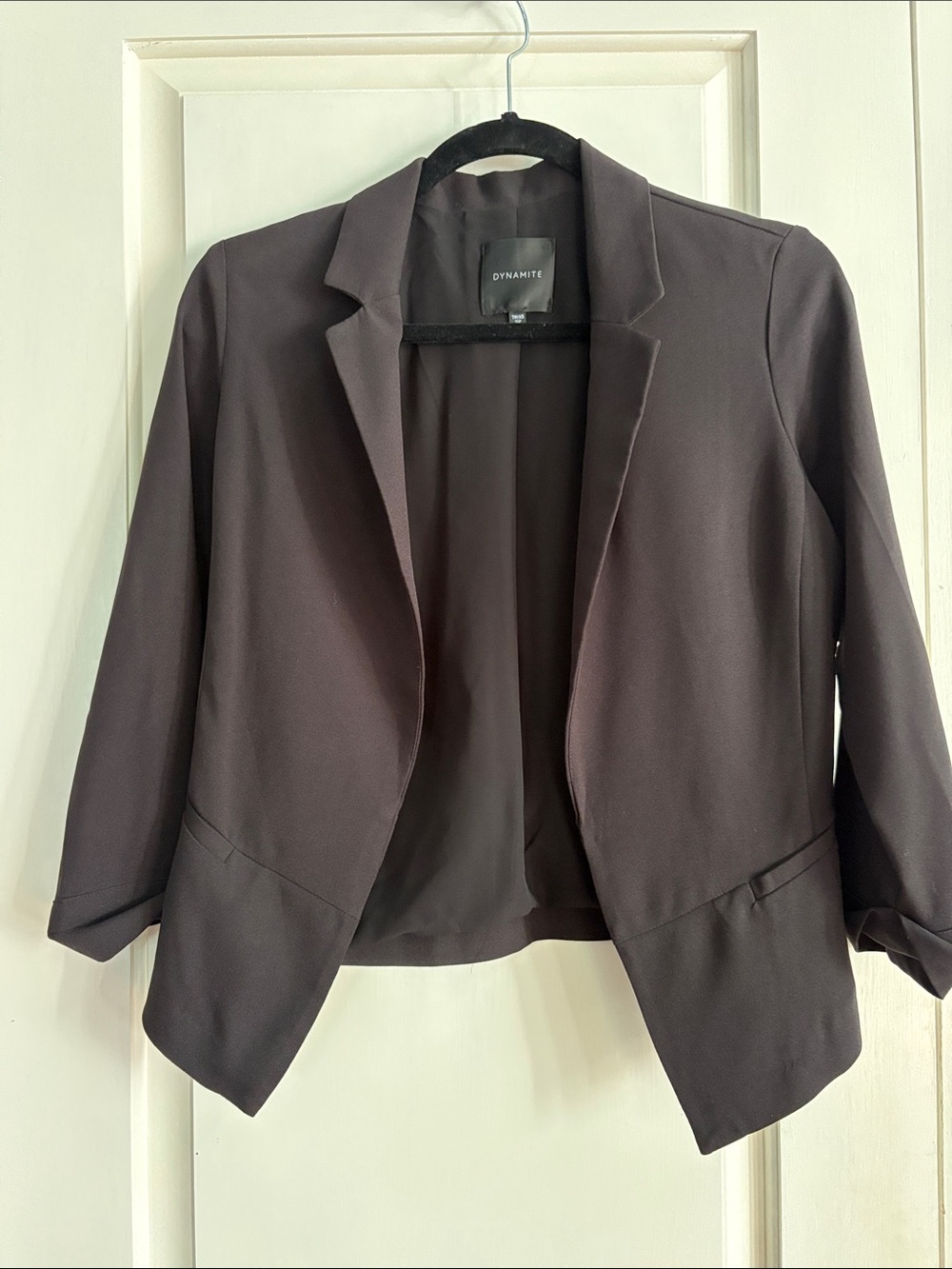 Dynamite Women's Black Open Cropped Blazer